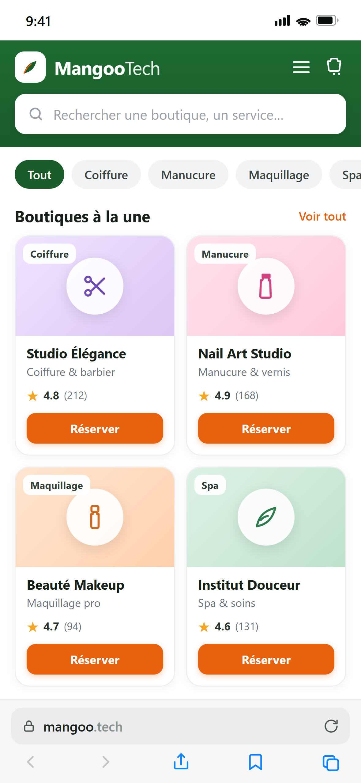 Étape 1 : ouvrir Safari sur mangoo.tech